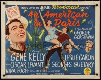 9h0306 AMERICAN IN PARIS 1/2sh R1963 wonderful art of Gene Kelly & Leslie Caron by Eiffel Tower!