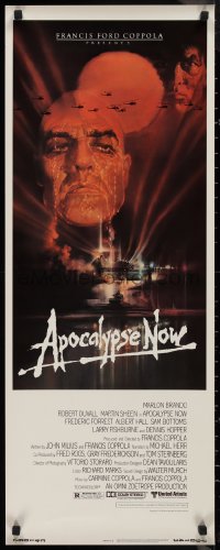 9h0223 APOCALYPSE NOW insert 1979 Francis Ford Coppola, classic Bob Peak art of Brando and Sheen!