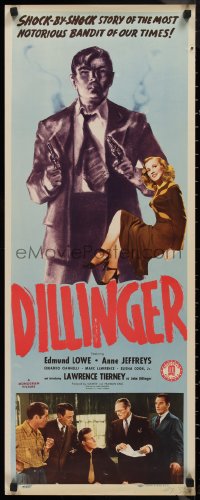 9h0236 DILLINGER insert 1945 art of brutal gangster Lawrence Tierney, sexy Anne Jeffreys!