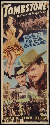 9h0298 TOMBSTONE THE TOWN TOO TOUGH TO DIE insert 1942 Richard Dix, sexy full-length Frances Gifford!