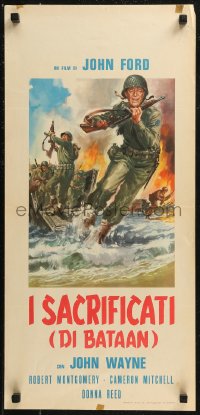 9h1086 THEY WERE EXPENDABLE Italian locandina R1960s John Ford, different art of Wayne in combat!