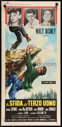 9h1087 THIRD MAN ON THE MOUNTAIN Italian locandina 1960 different Rene art of James MacArthur fighting!