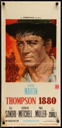 9h1090 THOMPSON 1880 Italian locandina 1966 cool close-up artwork of Martin by Arnaldo Putzu!