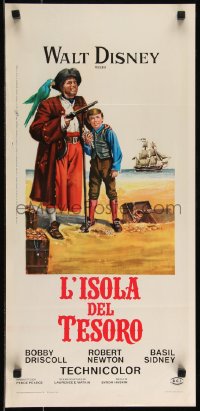 9h1097 TREASURE ISLAND Italian locandina R1970s Bobby Driscoll, Robert Newton, completely different!