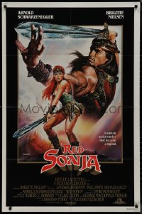 9j0434 RED SONJA 1sh 1985 Casaro fantasy art of Brigitte Nielsen & Schwarzenegger!