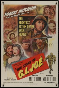 9j0492 STORY OF G.I. JOE 1sh R1949 William Wellman, Robert Mitchum & Burgess Meredith!