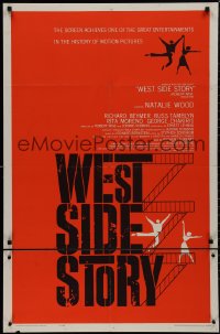 9j0540 WEST SIDE STORY 1sh 1961 pre-Awards one-sheet with classic Joseph Caroff art!