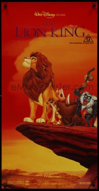 9k1152 LION KING Aust daybill 1994 classic Disney, Simba, Timon & Pumbaa on Pride Rock, red style!