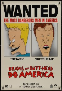 9k0661 BEAVIS & BUTT-HEAD DO AMERICA teaser 1sh 1996 Mike Judge, most dangerous men in America!