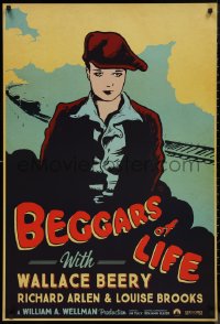 9k0662 BEGGARS OF LIFE 1sh R2017 Wallace Beery, wonderful vintage style artwork of Louise Brooks!