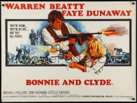 9k0135 BONNIE & CLYDE British quad 1967 wonderful Chantrell art of Beatty & Dunaway, ultra rare!