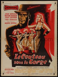 9k0561 KNIFE TO THE THROAT French 24x32 1955 Jean Servais, Madeleine Robinson, Jean Mascii, rare!