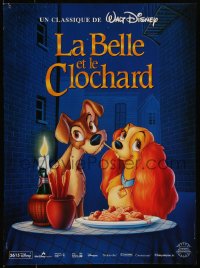 9k1495 LADY & THE TRAMP French 16x21 R1990s Walt Disney romantic canine dog classic cartoon!