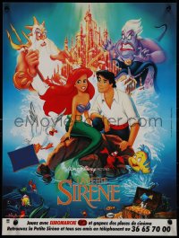 9k1499 LITTLE MERMAID French 16x21 1990 great image of Ariel & cast, Disney underwater cartoon!