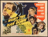 9k1301 HUNT THE MAN DOWN style B 1/2sh 1951 cool film noir art, secrets bared in search for killer!