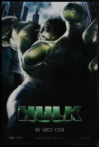 9k0811 HULK teaser DS 1sh 2003 Ang Lee directed, Eric Bana as Bruce Banner, Marvel comics!