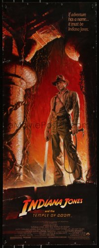 9k1567 INDIANA JONES & THE TEMPLE OF DOOM insert 1984 full-length Bruce Wolfe art of Harrison Ford!