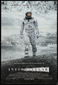 9k0823 INTERSTELLAR int'l advance DS 1sh 2014 image of Matthew McConaughey walking in astronaut suit!