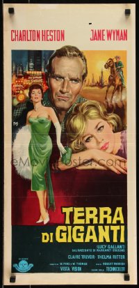 9k1649 LUCY GALLANT Italian locandina R1960s Mos art of Jane Wyman, Charlton Heston, Claire Trevor!