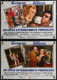 9k1395 HUSTLE set of 8 Italian 18x26 pbustas 1976 Robert Aldrich, Burt Reynolds & sexy Deneuve!