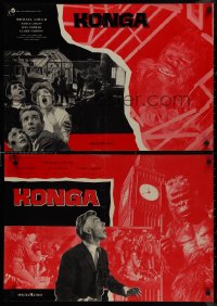 9k1396 KONGA set of 8 Italian 19x26 pbustas 1961 ape terrorizing city, not since King Kong!