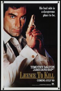 9k0867 LICENCE TO KILL teaser 1sh 1989 c style, Timothy Dalton as Bond, his bad side is dangerous!