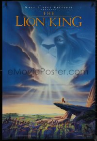 9k0869 LION KING DS 1sh 1994 Disney Africa, John Alvin art of Simba on Pride Rock with Mufasa in sky