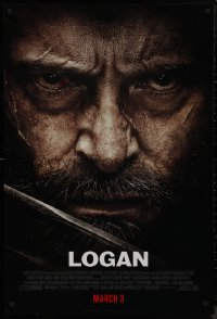 9k0871 LOGAN style C int'l advance DS 1sh 2017 Jackman in the title role as Wolverine, claws out!