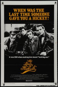 9k0875 LORDS OF FLATBUSH 1sh R1977 cool portrait of Fonzie, Rocky, & Perry as greasers in leather!