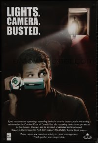 9k0386 LIGHTS CAMERA BUSTED 27x40 Canadian special poster 2000s image of man caught recording movie!