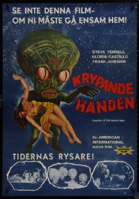 9k0270 INVASION OF THE SAUCER MEN Swedish 1961 best art of cabbage head alien & sexy girl + photos!