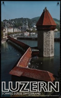 9k0322 LUZERN 25x40 Swiss travel poster 1970s image of Lake Lucerne by Kazayuki Kitamura!