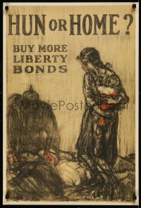 9k0301 HUN OR HOME 20x30 WWI war poster 1919 striking Henry Raleigh art, buy more liberty bonds!