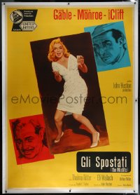 9m0119 MISFITS linen Italian 2p 1961 different art of sexy Marilyn Monroe, Gable & Clift, ultra rare!