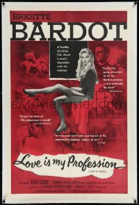 9m0628 LOVE IS MY PROFESSION linen 1sh 1959 sexy Brigitte Bardot in Simoneon's En Cas de Malheur!