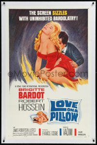 9m0631 LOVE ON A PILLOW linen 1sh 1964 sexy Brigitte Bardot, the screen sizzles with Bardolatry!