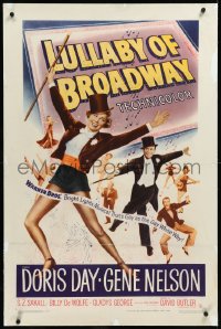 9m0635 LULLABY OF BROADWAY linen 1sh 1951 art of Doris Day & Gene Nelson in top hat and tails!