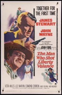 9m0642 MAN WHO SHOT LIBERTY VALANCE linen 1sh 1962 John Wayne & James Stewart first time together!