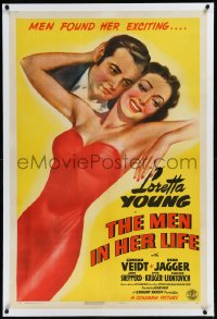 9m0649 MEN IN HER LIFE linen style B 1sh 1941 art of Loretta Young in sexy dress, Conrad Veidt, rare!