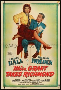 9m0655 MISS GRANT TAKES RICHMOND linen 1sh 1949 wacky Lucille Ball sitting on William Holden's lap!