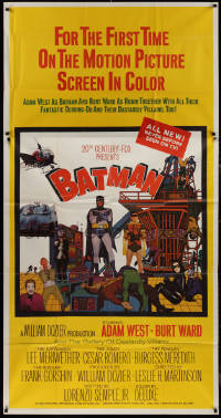 9p0188 BATMAN 3sh 1966 Adam West & Burt Ward, villains Meriwether, Romero, Meredith & Gorshin, rare!