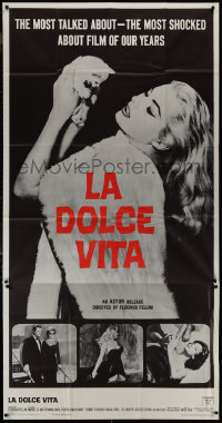 9p0224 LA DOLCE VITA 3sh 1961 Fellini, Mastroianni, Anita Ekberg w/ kitten, different & ultra rare!