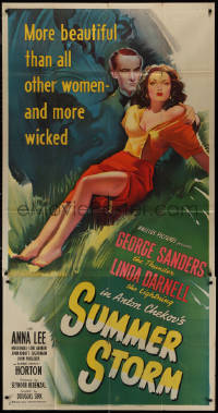 9p0255 SUMMER STORM 3sh 1944 sexy she devil Linda Darnell, George Sanders, Douglas Sirk, very rare!