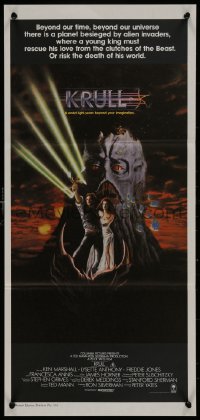 9p0381 KRULL Aust daybill 1983 fantasy art of Ken Marshall & Lysette Anthony in monster's hand!