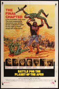 9p0457 BATTLE FOR THE PLANET OF THE APES 1sh 1973 Tanenbaum art of war between apes & humans!