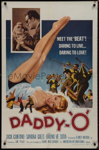 9p0490 DADDY-O 1sh 1959 great art of sexy girl beatnik & band, daring to live, daring to love!