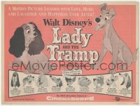 9p0081 LADY & THE TRAMP herald 1955 Disney's happiest motion picture, canine dog classic cartoon!