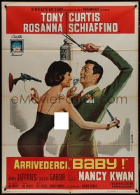 9p1690 ARRIVEDERCI, BABY Italian 1p 1967 different De Seta art of Tony Curtis & Rosanna Schiaffino!