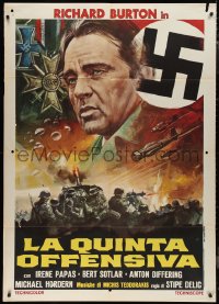 9p1704 BATTLE OF SUTJESKA Italian 1p 1973 art of Richard Burton & swastika over WWII battlefield!