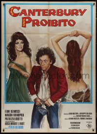 9p1752 CANTERBURY PROIBITO Italian 1p 1972 Avelli art of sexy half-naked Femi Benussi & scared guy!